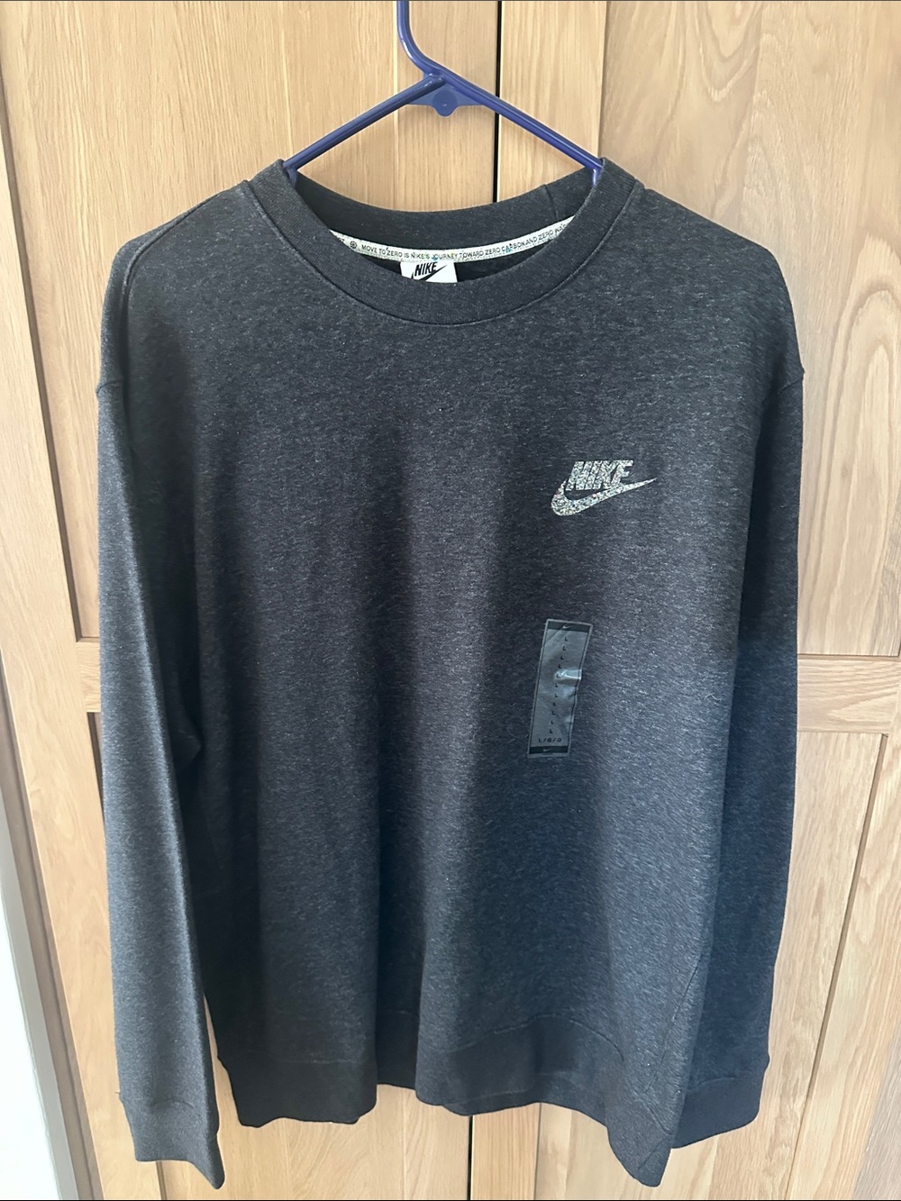 Nike Dark Charcoal Crewneck Sweatshirt with White Logo